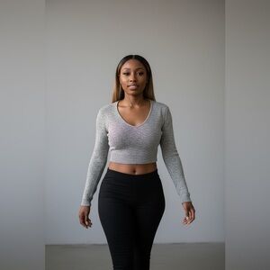 Fashion Nova Heather Gray Zip-Up Sweater